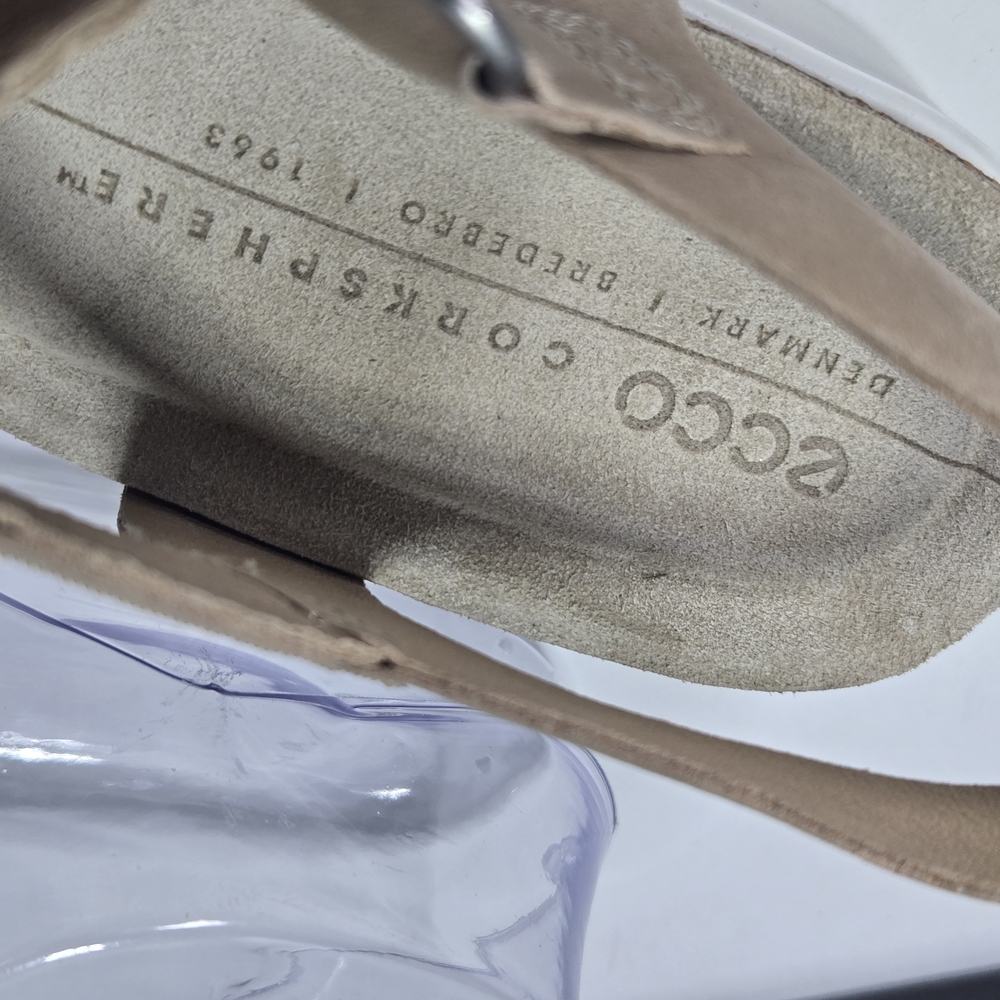 ECCO Women's Flowt Wedge Nubuck Leather Cork Sandals Size 7 - 7.5 - Picture 13 of 14